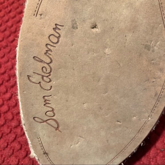 SAM EDELMAN Sz 10 Harmony Wedges Espadrille Light Beige Tan  Suede Shoes - Picture 6 of 9